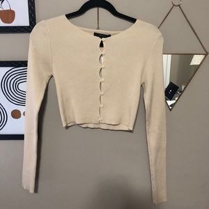 Cream Buttoned Cropped Sweater